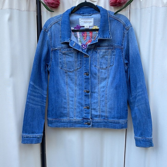 ❗️SOLD❗️ANTHROPOLOGIE- PILCRO “AMORE”FLORAL DENIM JACKET S - Picture 13 of 14